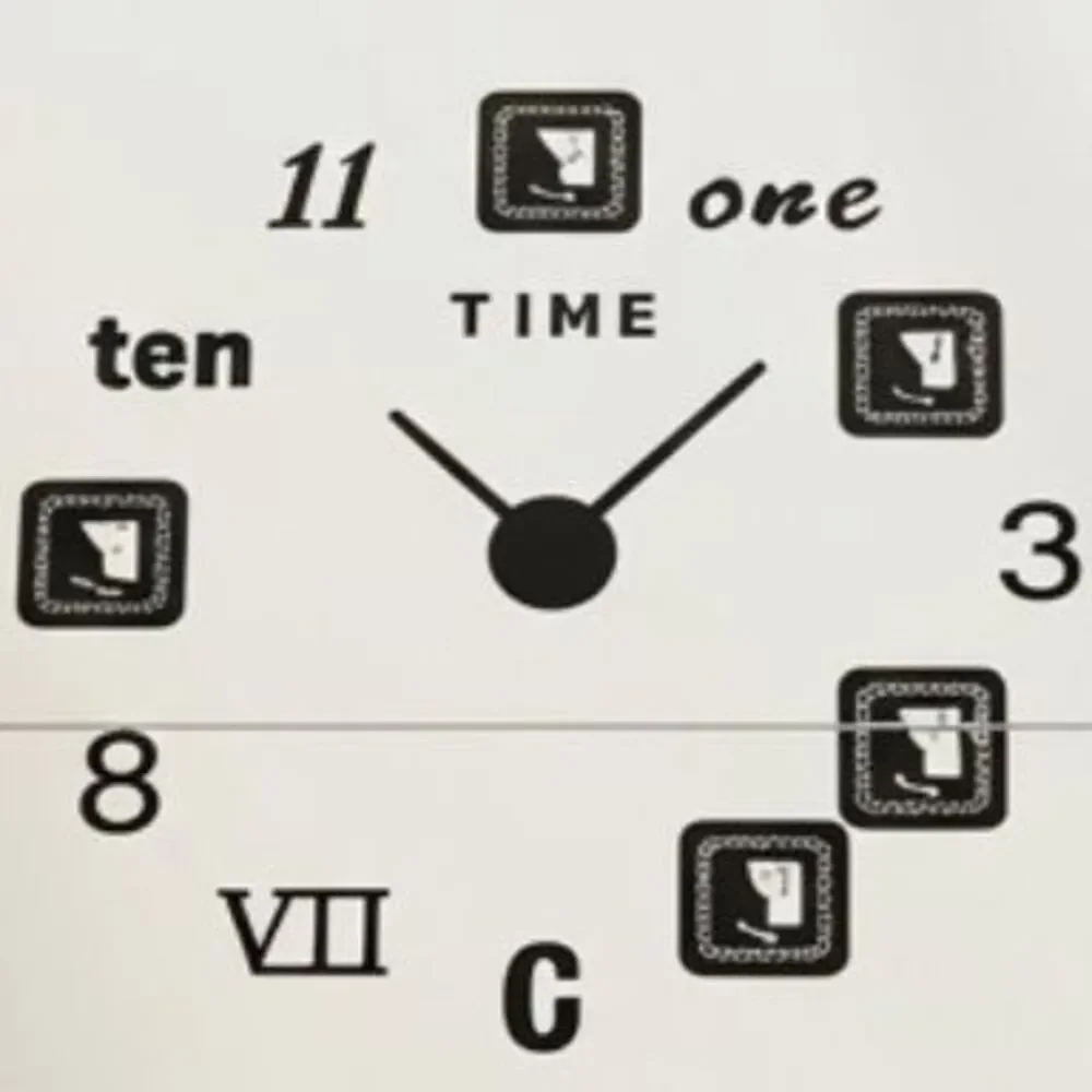 Digital Puzzle Style Modern Large 3D Wall Clock Frameless Mute Decorative BLACK